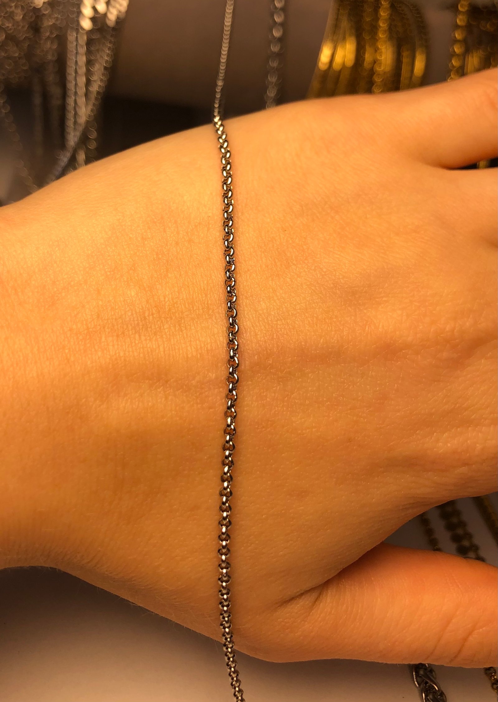 İç içe halka silver çelik takı zinciri