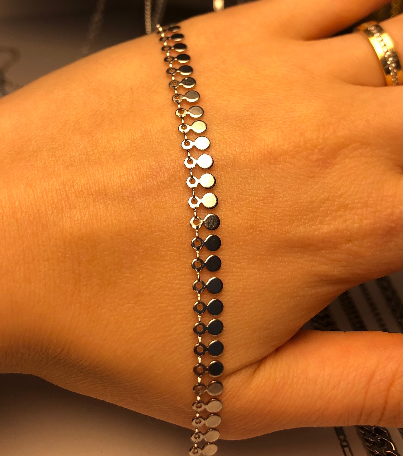 Pul sallantılı çelik silver takı zinciri