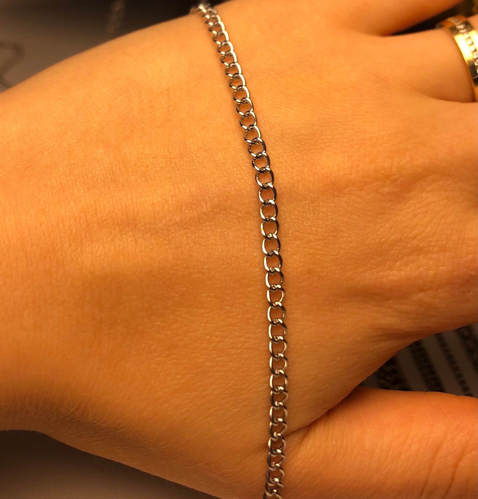 İnce halkalı çelik silver takı zinciri