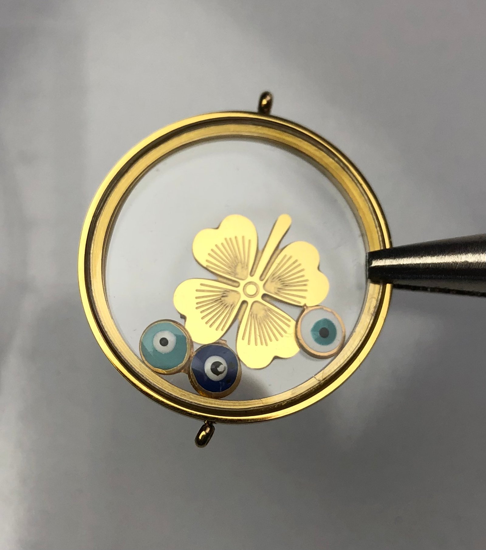 Yonca üç nazar boncuk bileklik charm