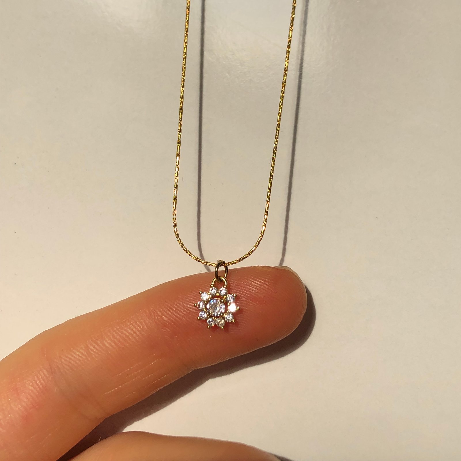 Zirkon taşlı çelik kolye 45cm