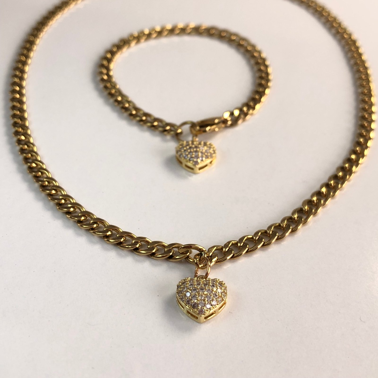 Kalın zincir kalp detay set